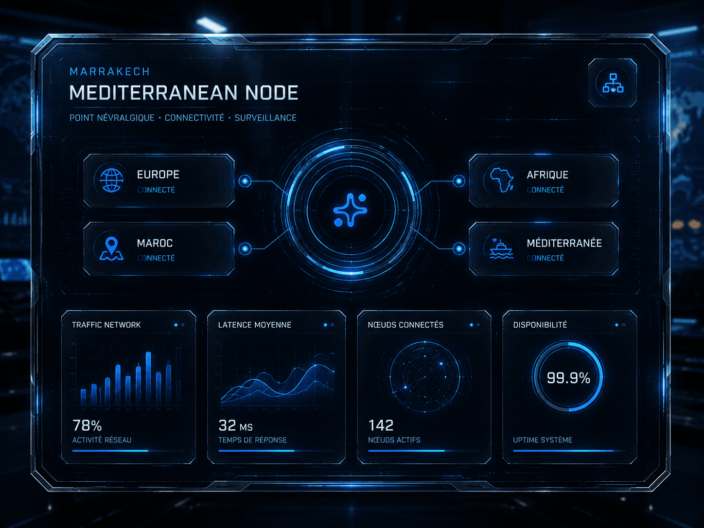 Interface Mediterranean Node pour l'ancrage Marrakech, Maroc, Europe et Afrique